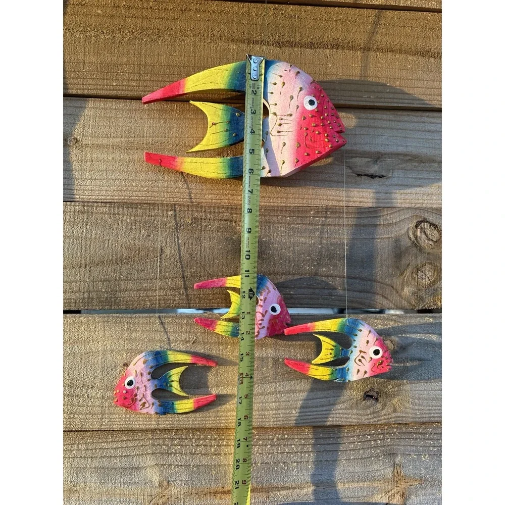 Wooden Hanging Decorative‎ Hand Carved Hand Painted Fish Vintage Jamaica